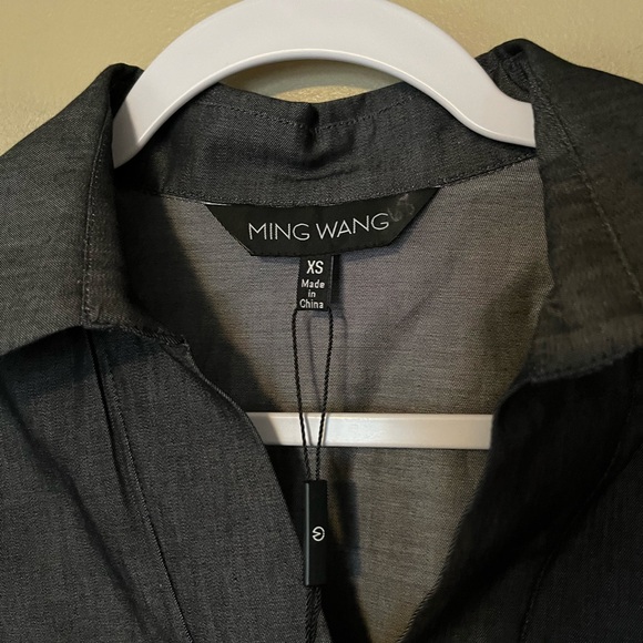 Ming Wang Side Pocket A Line Chambray Shirt Dress NWT - Picture 6 of 9